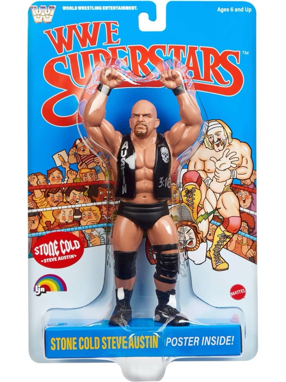 LJN WWE Superstars “Stone Cold” Steve Austin Action Figure 1980s Retro Blue Card